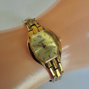 Adolfo Gold-Tone Quartz Watch w/ Diamond Accent